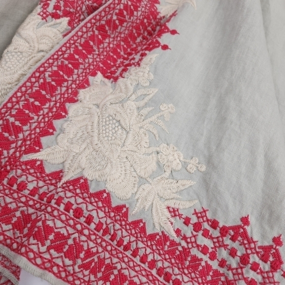 New Johnny Was Camille Draped Embroidered Grey Red Cardigan Sz L - Picture 14 of 16